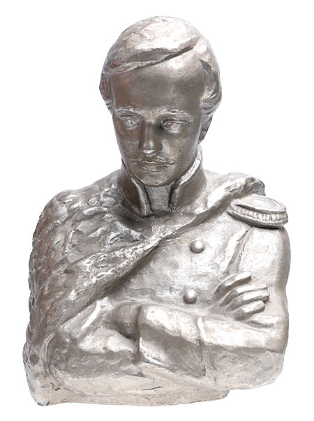 Бюст "М Ю Лермонтов" Силумин, литье СССР, Монументскульптура, 1960-1970-е гг русской армии середины ХIХ века инфо 6252g.