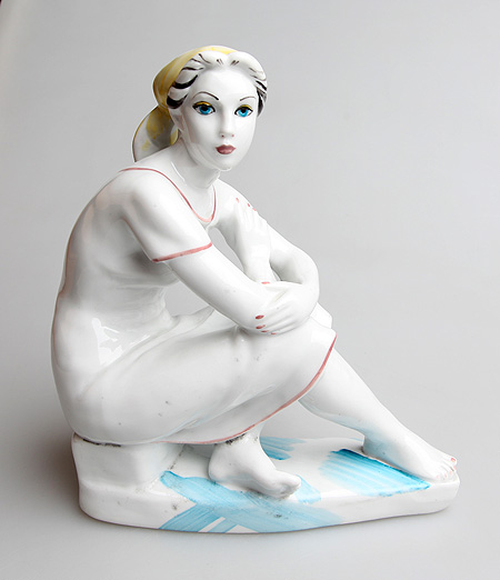 Статуэтка "Летний день" Фарфор, роспись СССР, ЛФЗ, 1960-е гг персональной выставке в 1985 году инфо 6606g.