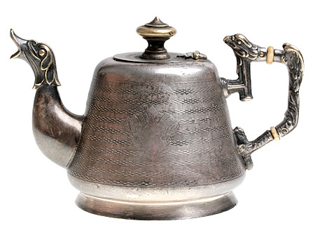 Чайник Мельхиор, серебрение Польша, начало ХХ века M Czajkowski 1905 г инфо 7916g.